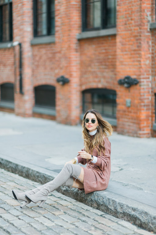 Grey Over The Knee Boots Outfit