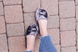 Grey Velvet Mules