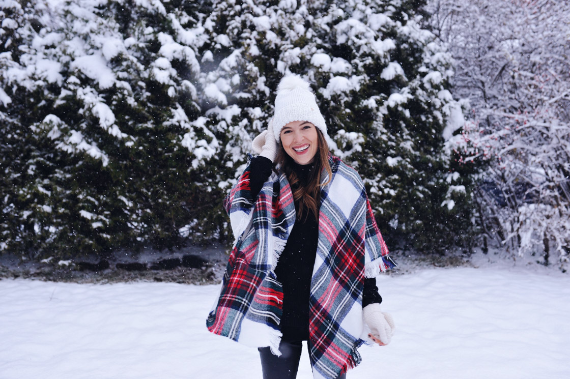 Plaid Blanket Scarf Outfit