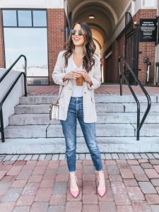 Striped Linen Blazer Outfit