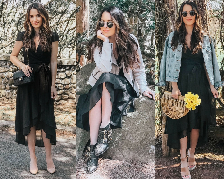 Little Black Chiffon Dress 3 Ways