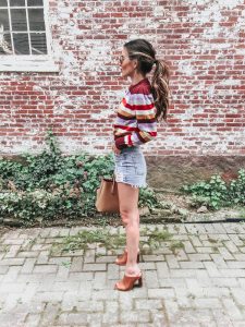 Wayf Color Striped Cropped Sweater