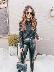 Black Lace Top Leather Pants