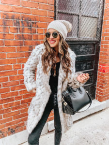 Snow Leopard Faux Fur Coat