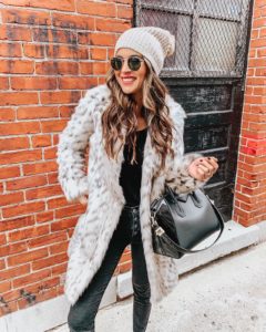 Snow Leopard Faux Fur Coat