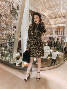 Wayf Leopard Velvet Dress
