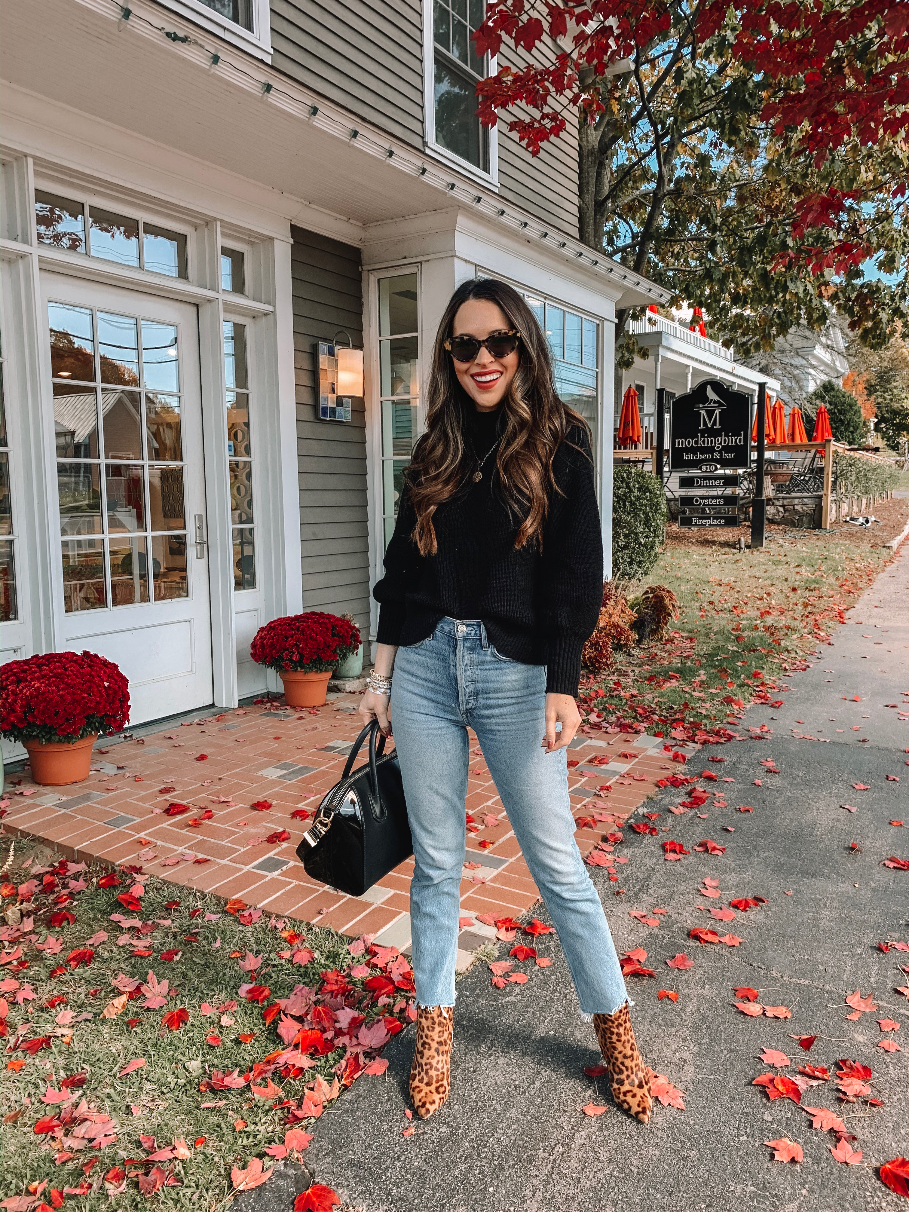Fall Outfit: Black Sweater with Leopard Boots