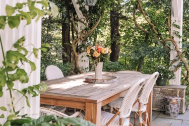 Teak Table and Bistro Chairs