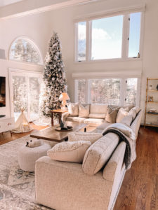 Neutral Holiday Family Room Decor