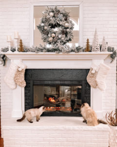 White Brick Fireplace Holiday Decor