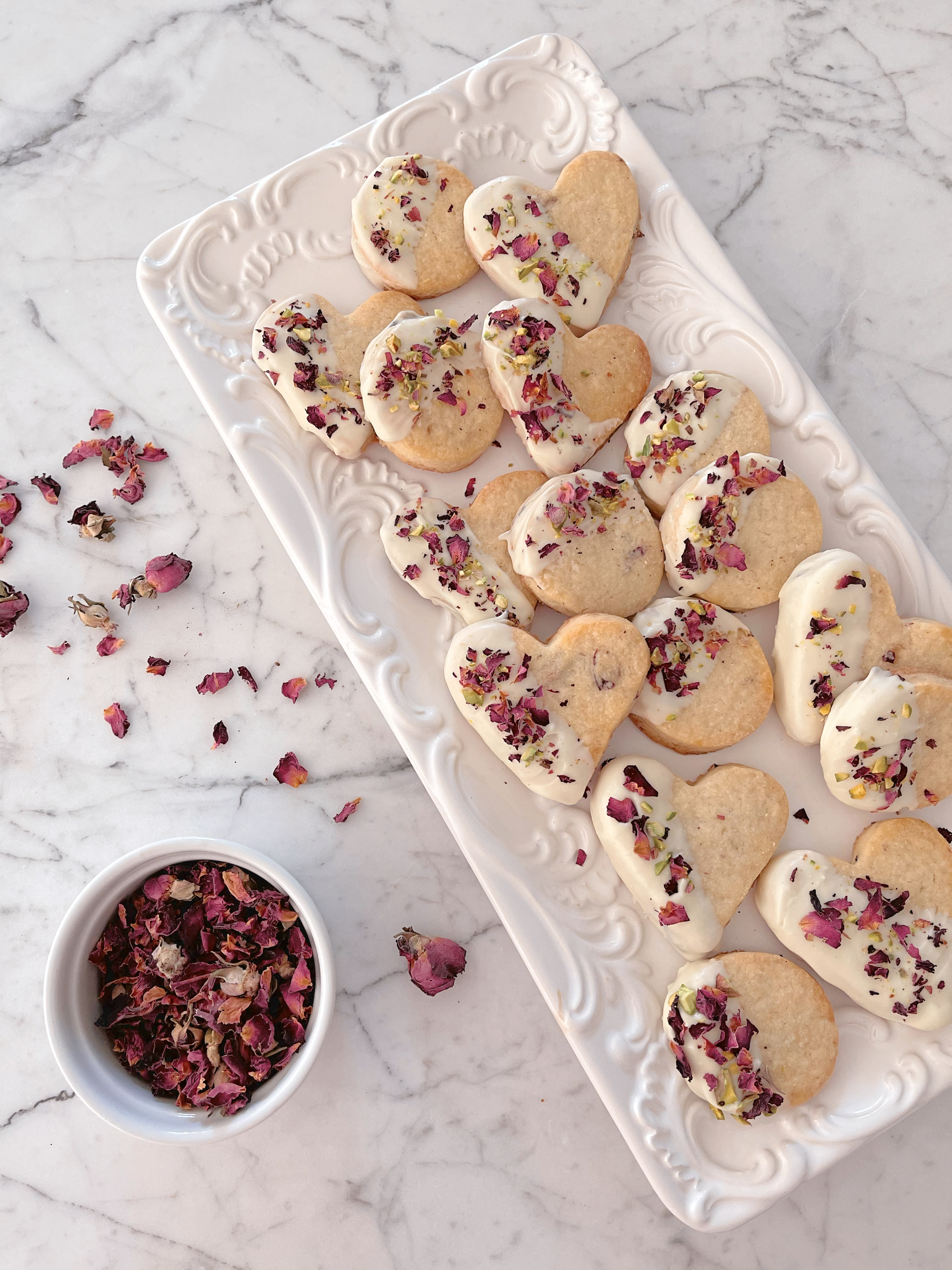 Rose Petal Shortbread Cookies