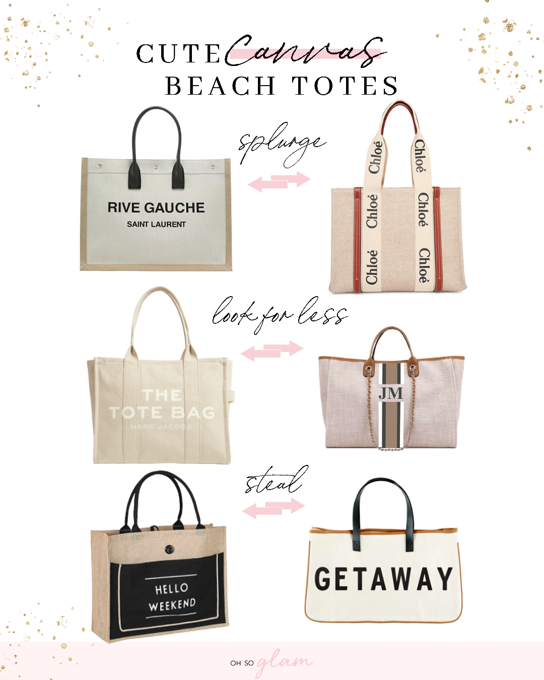 The Look For Less  Canvas Beach Totes - Oh So Glam